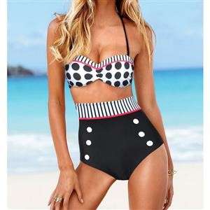 Push-Up-High-Waist-Black-Polka-Dot-Bikini