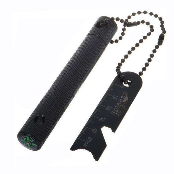 Aluminum Alloy Multifunctional Flint Rod Fire Steel Striker - Bottle Opener/Compass Magnesium Flint