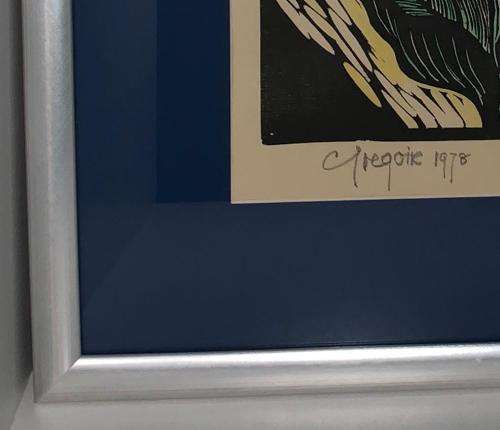 Gregoire Boonzaier Linocut Watercolour