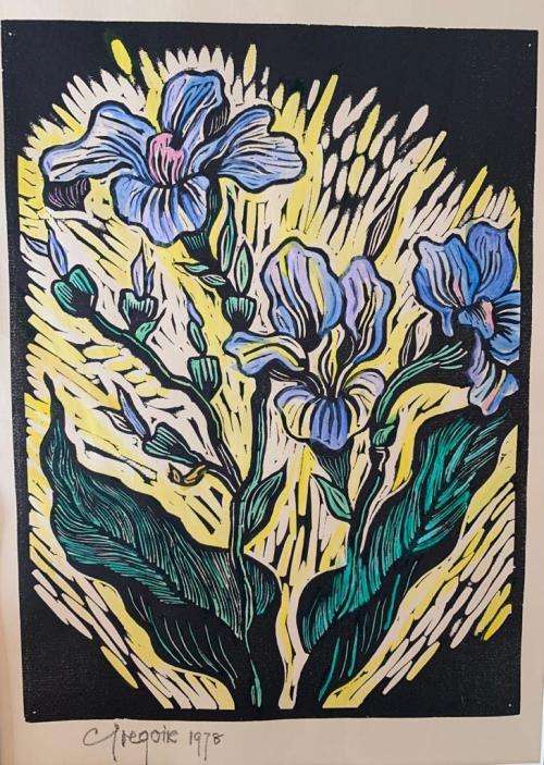 Gregoire Boonzaier Linocut Watercolour