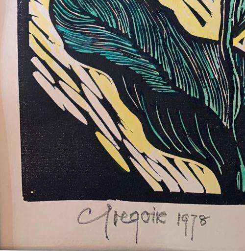 Gregoire Boonzaier Linocut Watercolour