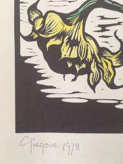 GREGOIRE BOONZAIER, SUNFLOWER LINOCUT