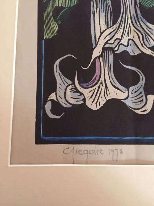 GREGOIRE BOONZAIER, ANGELS TRUMPET LINOCUT