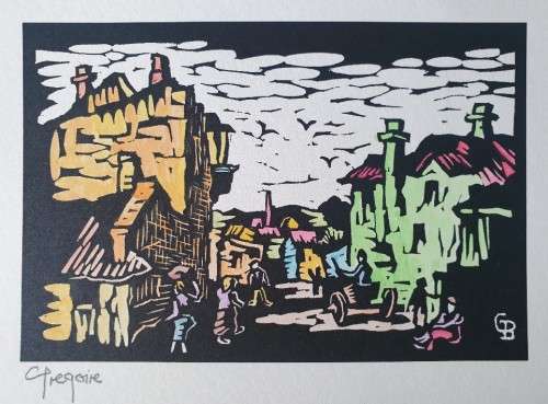 Gregoire Boonzaier, District Six, Linocut