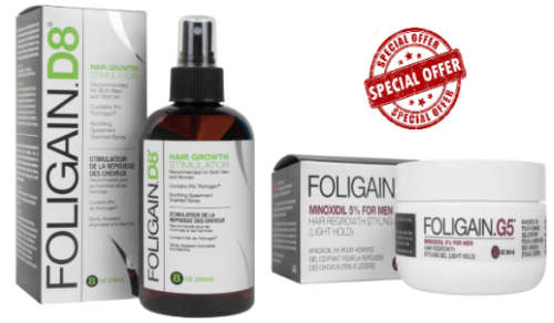 Foligain Minoxidil Hair Gel & Foligain 12% Trichogen Hair Growth Stimulator COMBO - local stock