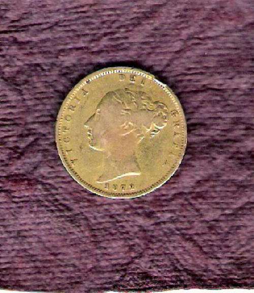 1872 Half Sovereign gold coin