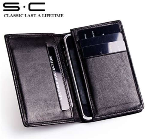 Designer Leather Wallet (Compatible with iPhone 4/4S) ***FREE STYLUS***