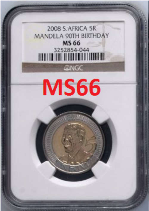 ***MS66*** 2008 Mandela 90th Birthday R5 NGC Graded