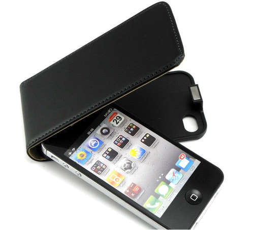 Leather Flip Case (Compatible with iPhone 4/4s) (Black or White) ***FREE STYLUS***
