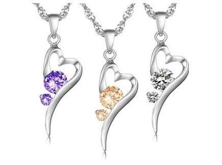 18K White Gold Plated Crystal Heart Necklace ***R1499 VALUE***