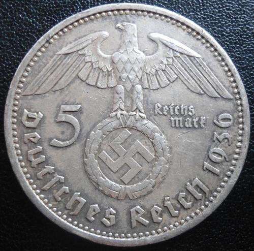 1936 DEUTSCHES REICH - BIG SILVER 5 MARK COIN !!!