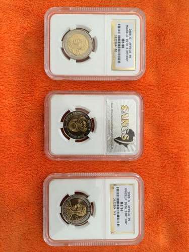 3 X NELSON MANDELA 90TH BIRTHDAY R5 GRADED MS66 COINS - BID PER COIN.