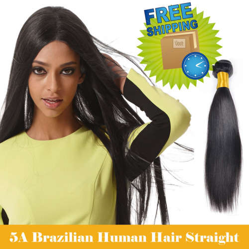 [Free Shipping] 5A Brazilian Straight Human Hair 3 Bundles/Lot 300g 12"~28" Natural Black