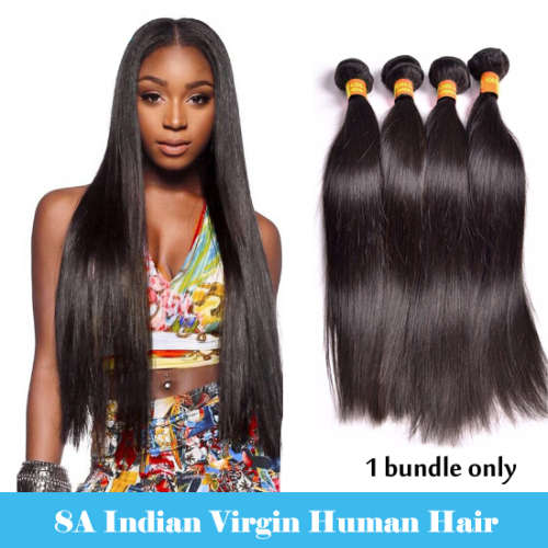 8A Unprocessed Virgin Indian Hair Straight 1 bundle 100g 12"~24" [only 1 bundle]