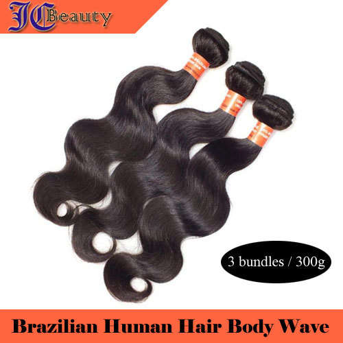 6A Brazilian Human Hair Body Wave 12"~28" 300g 1B# [3 bundles]