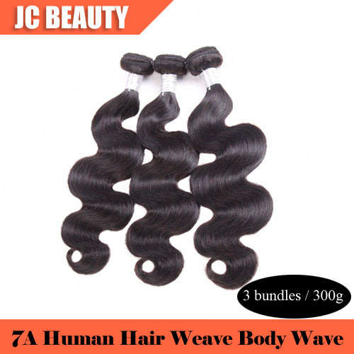 7A Brazilian/Peruvian Human Hair Body Wave 10"~24" 300g 1B# [3 bundles]
