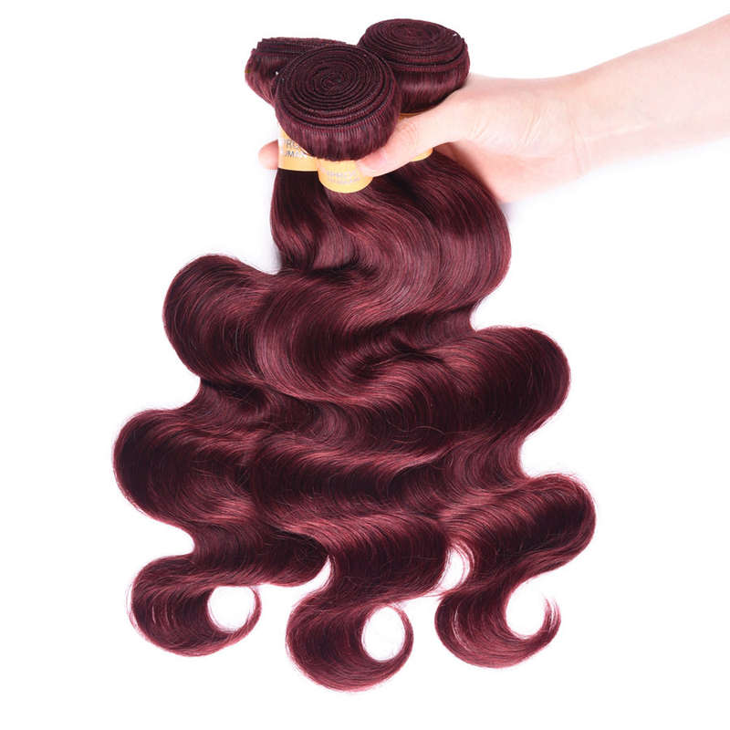Human Hair 3bundles with closure color 99J#