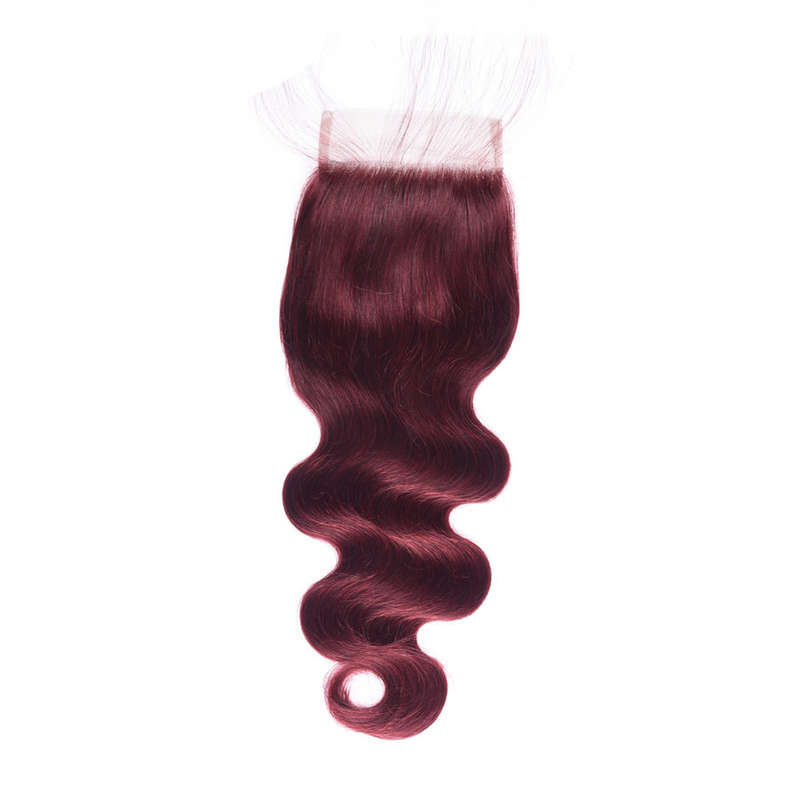 Human Hair 3bundles with closure color 99J#