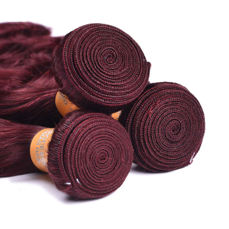 Human Hair 3bundles with closure color 99J#