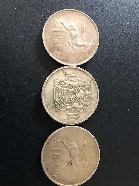 2 x 1967 plus 1969 RSA Silver R1 coins