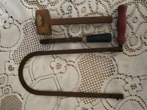 Collectible Vintage saw without blade PLUS 2 other tools