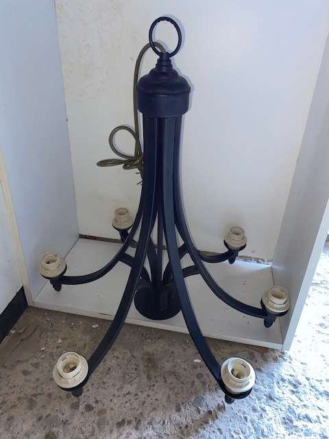 Stunning chandelier with 6 beautiful glass shades: Check both images: Bargain!!!!