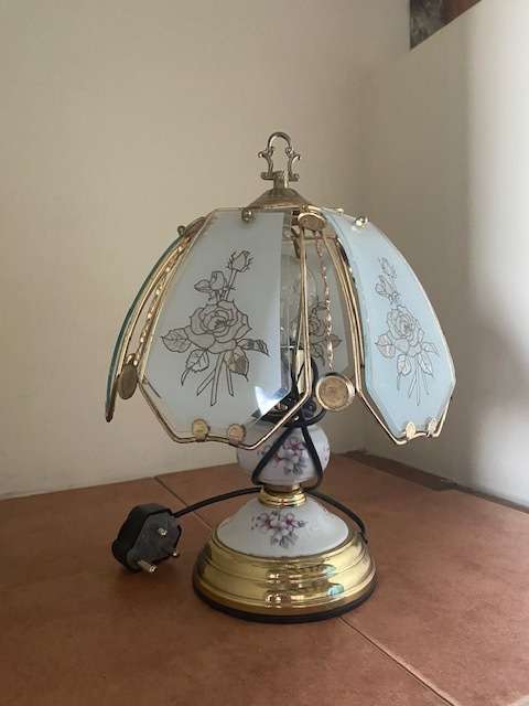 Exquisite lamp: Stunning combination of Brass, Porcelain and Glass.