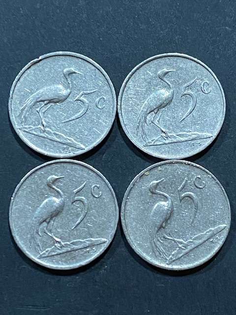 4 RSA 5 cent coins 1979: Good condition !!!