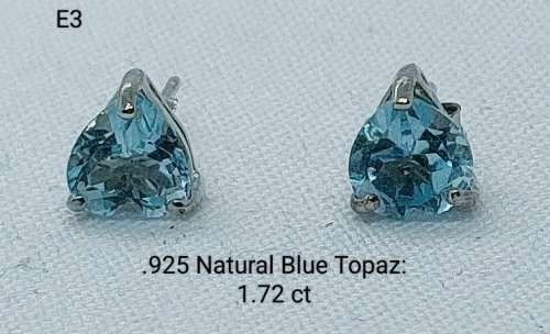 Sterling Silver Natural Blue Topaz Earrings: Excellent quality: Description on image