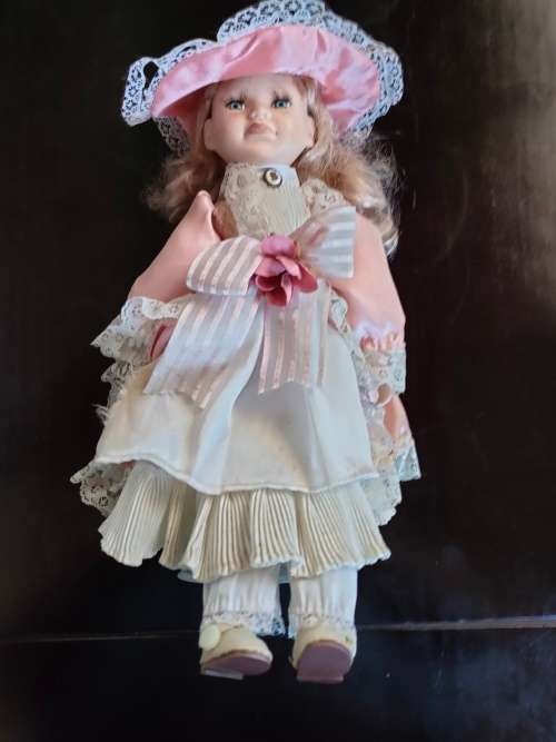 Gorgeous Quality Porcelain Doll with professionally made clothes on stand: See Description (1 of 4)