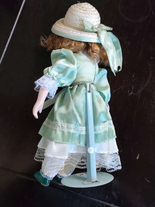 Gorgeous Quality Porcelain Doll with professionally made clothes on stand: See Description (3 of 4)