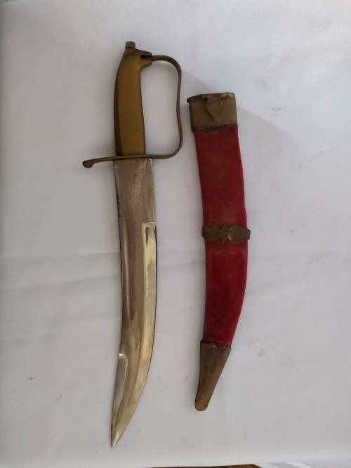 Old Vintage Brass Handled Dagger in sheath:In good condition: SHIPPING R30 ONLY