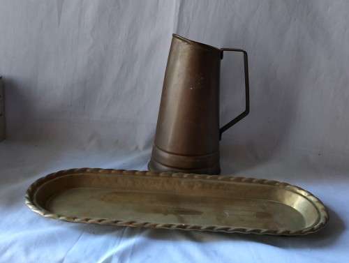 Lovely Copper Jug and Brass Tray: Good condition