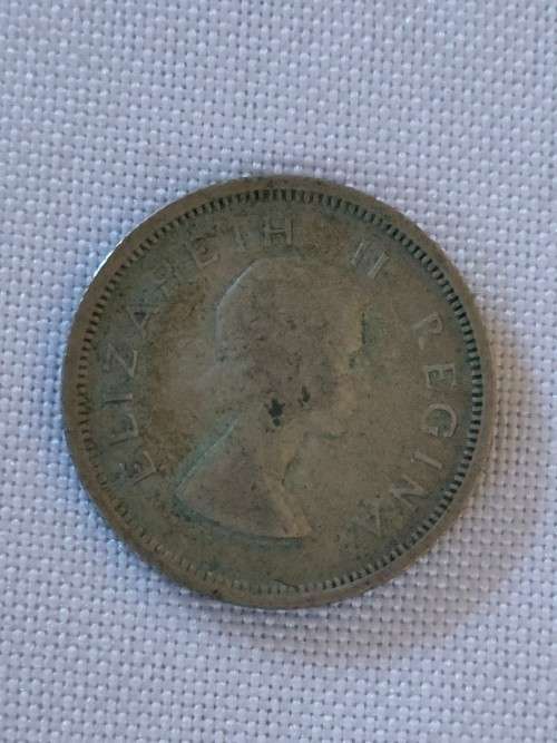 1959 Silver Union of SA 6 D coin