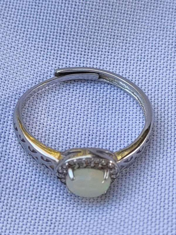 Australian Opal sterling silver ring - size adjustable 0.92 ct - 925 stamp