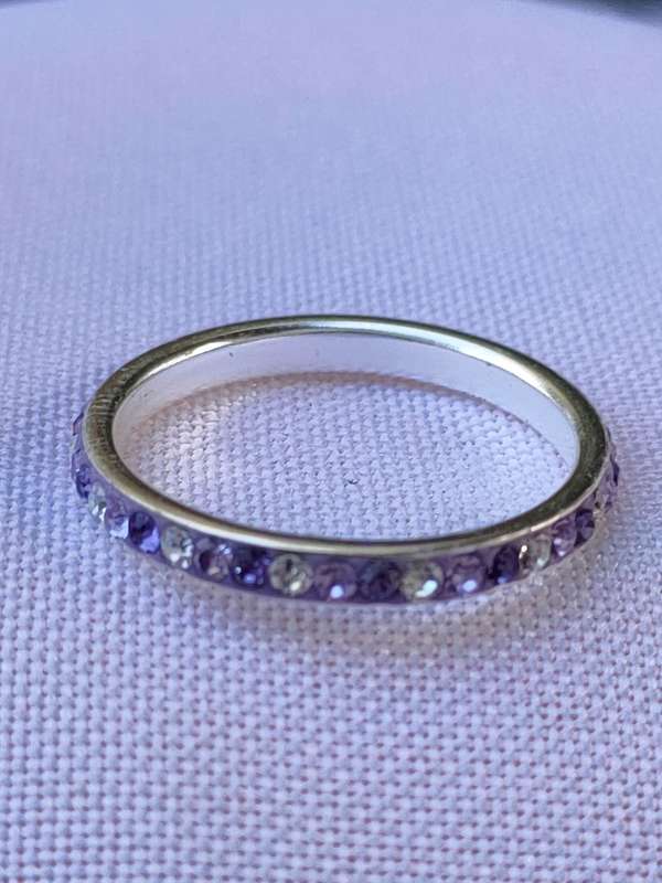 Austrian Crystal sterling silver ring - size US 7 - 925 stamp