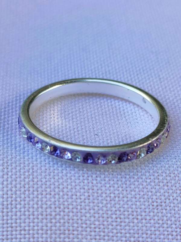 Austrian Crystal sterling silver ring - size US 7 - 925 stamp