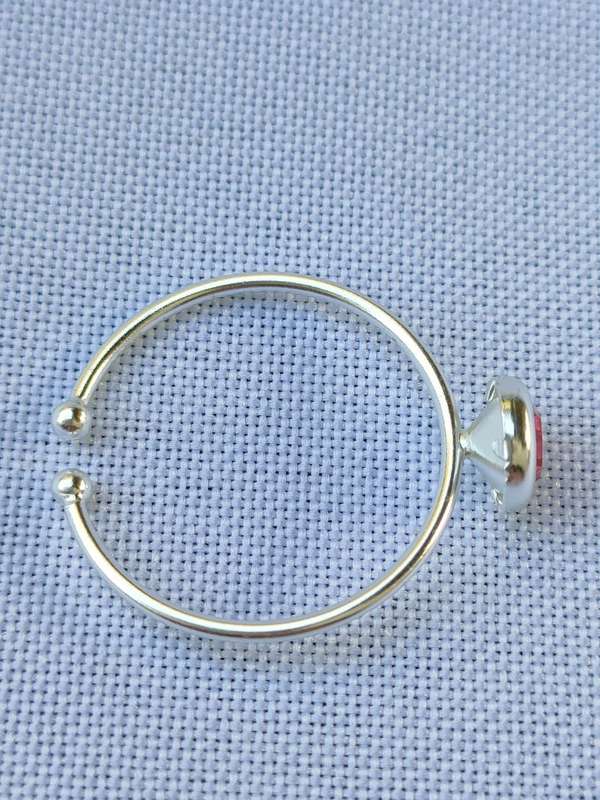 Austrian crystal sterling silver ring - open ring size - 925 stamped