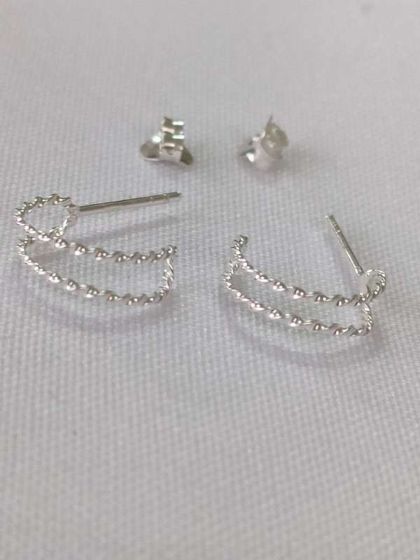 Sterling siver half hoop earrings - studs - 925 stamp
