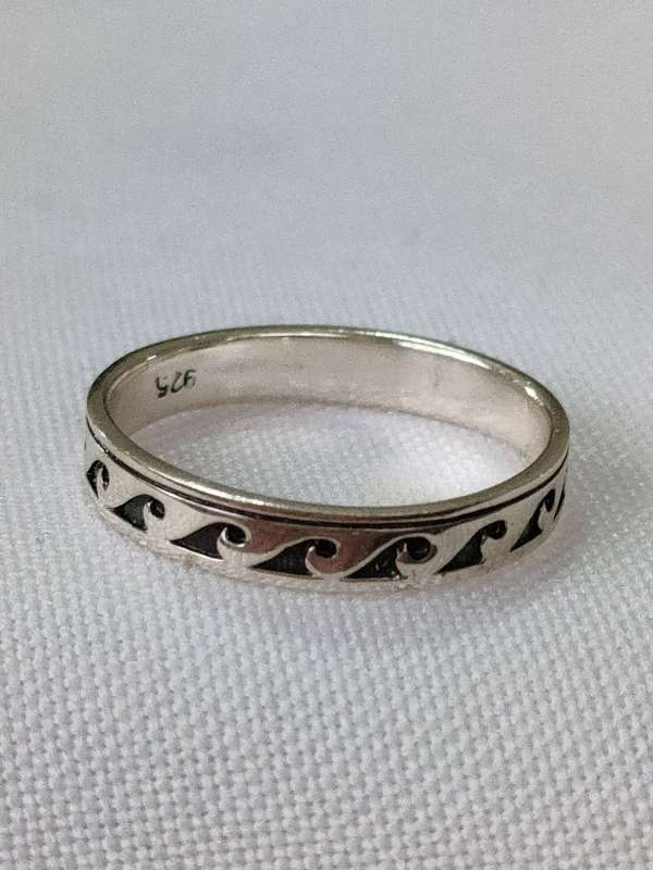 Sterling silver oxidized plain ring - 925 stamp - size US 7