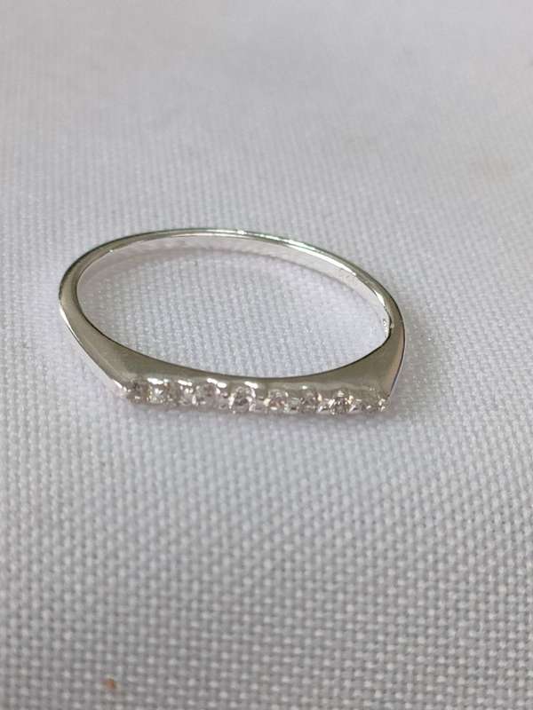 Austrian crystal sterling silver ring - 925 stamp - size US 7: