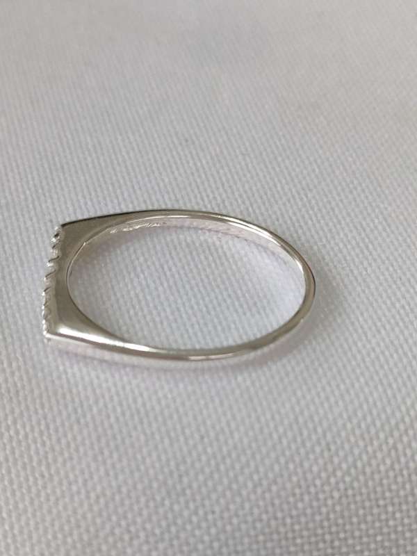 Austrian crystal sterling silver ring - 925 stamp - size US 7: