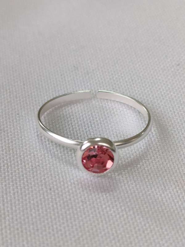 Austrian crystal sterling silver ring - 925 stamp - adjustable size