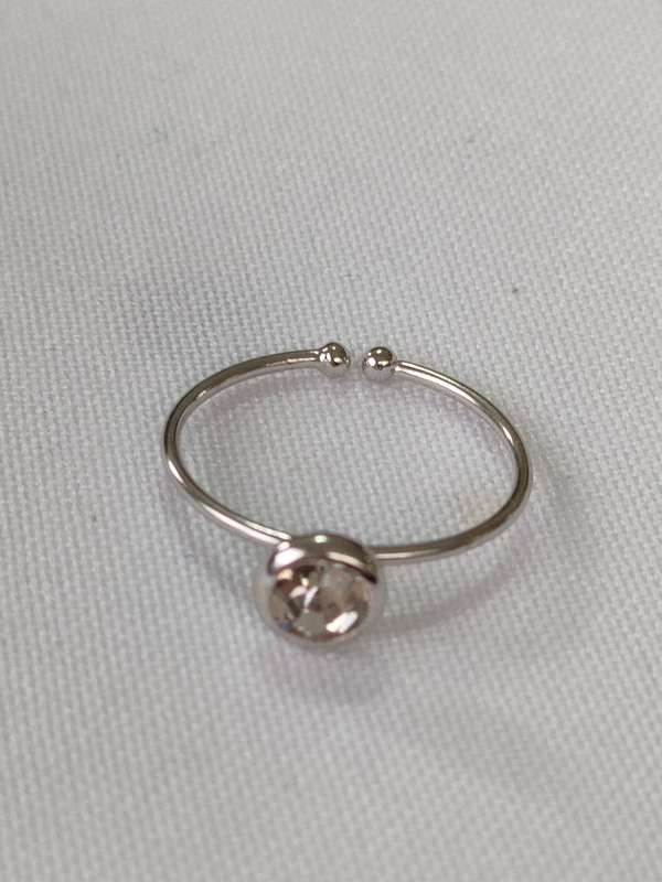 Austrian crystal sterling silver ring - 925 stamp - adjustable size