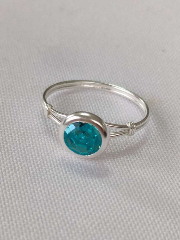 Austrian Crystal sterling silver ring - 925 stamp - size US7: