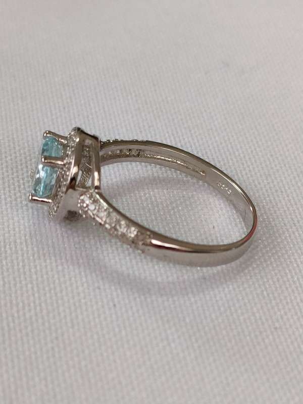 Topaz and diamond sterling silver ring - 925 stamp - size US 7
