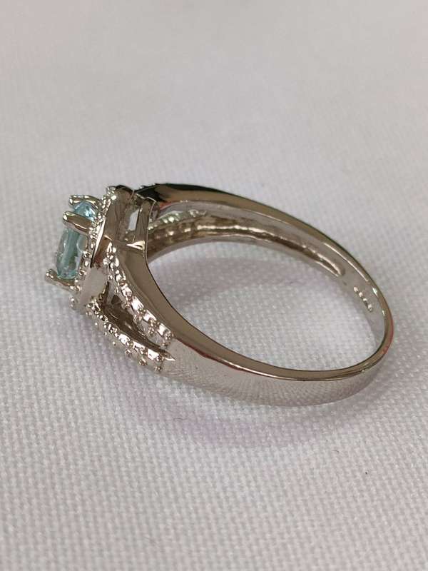 Topaz and diamond sterling silver ring - 925 stamp - size US 7