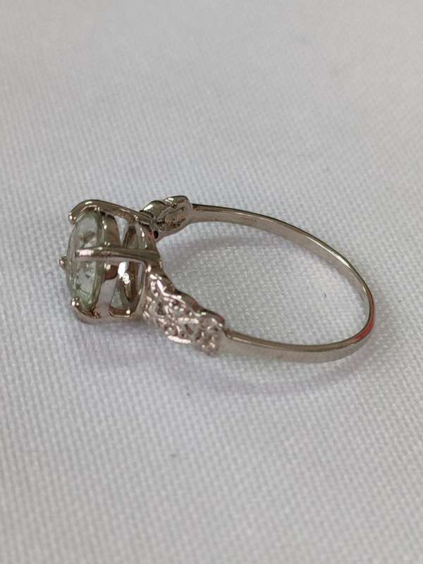 Citrine and diamond sterling silver ring - 925 stamp - size US 7