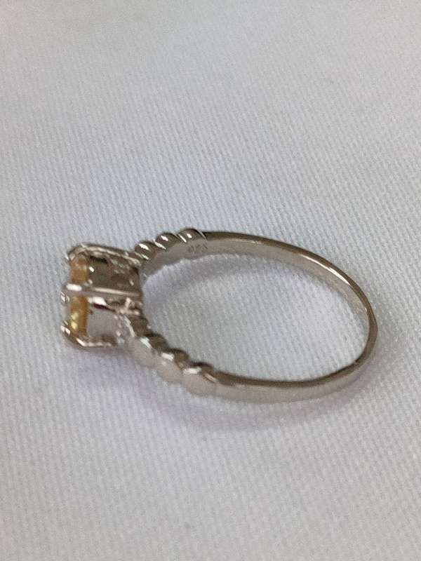 Citrine and diamond sterling silver ring - 925 stamp - size US 7