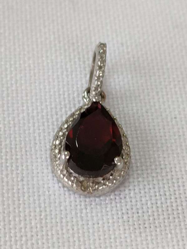 Topaz and diamond sterling silver pendant- 925 stamped